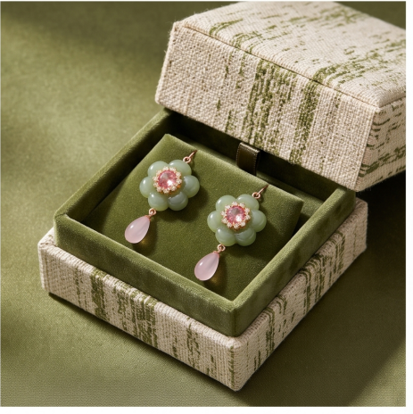 Blushing Blossom Jade Drop Earrings