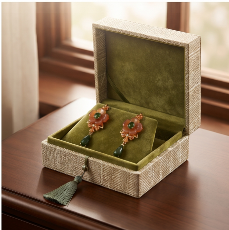 Amber Blossom Green Jade Drop Earrings