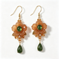 Amber Blossom Green Jade Drop Earrings