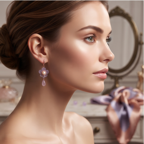 Lavender Blossom Pearl Drop Earrings
