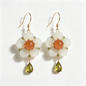 White Jade Orange Center Peridot Drop Earrings