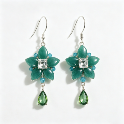 Emerald Star Crystal Drop Earrings