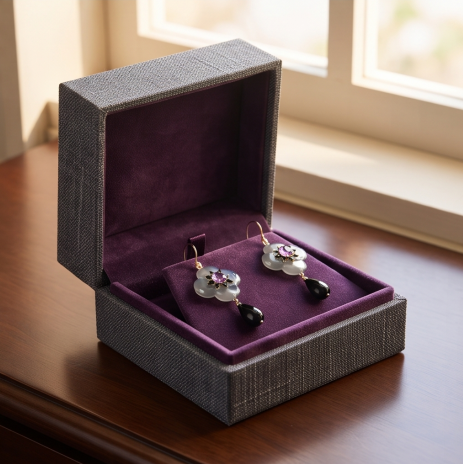 Smoky Quartz Amethyst Clover Drop Earrings